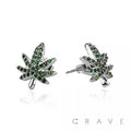 GEM HIP HOP MICRO PAVED HEMP SS PIN EARRINGS (MH042): RHODIUM/CLEAR-11MM