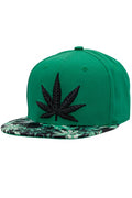Marijuana Cannabis Leaf Weed Bush Print Snapback: Kelly Green