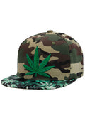 Marijuana Cannabis Leaf Weed Bush Print Snapback: Kelly Green
