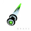 ACRYLIC FAKE TAPER WITH HEMP MARBLE: WHITE EARRINGS