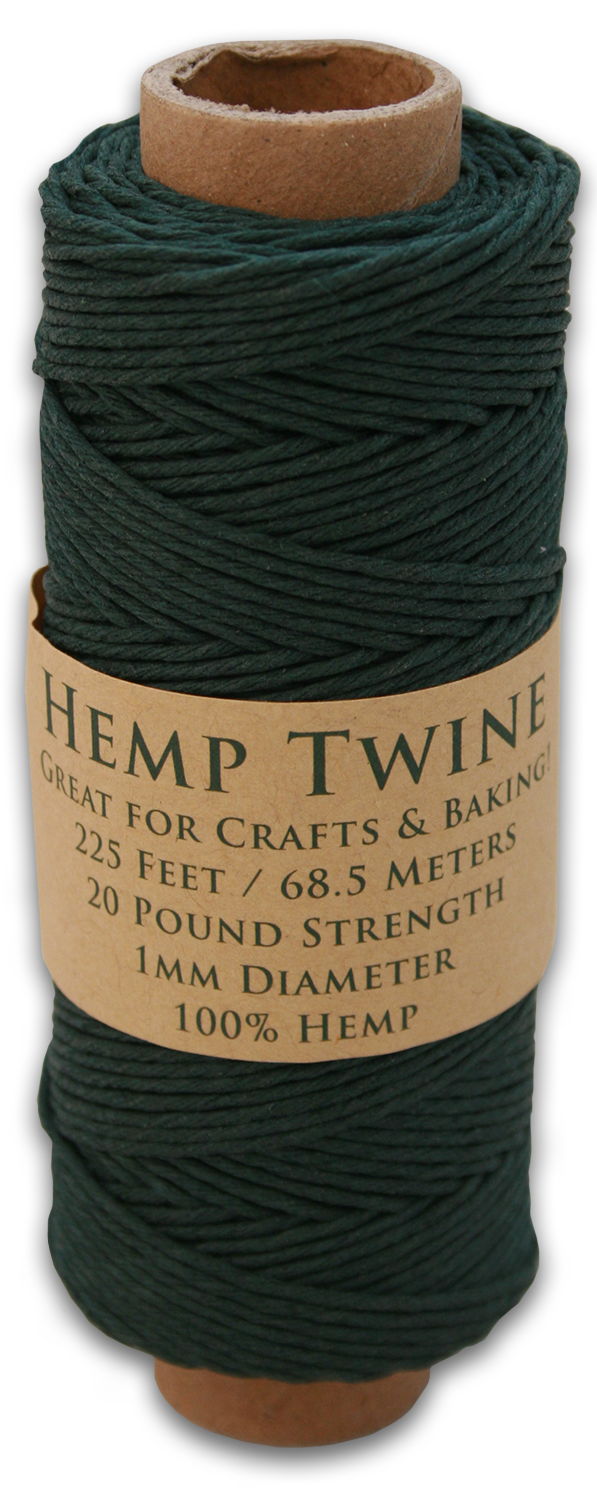 Hemptopia Hemp Twine spool, 225ft, 100% Natural: Hunter Green