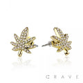 GEM HIP HOP MICRO PAVED HEMP SS PIN EARRINGS (MH042): RHODIUM/CLEAR-11MM
