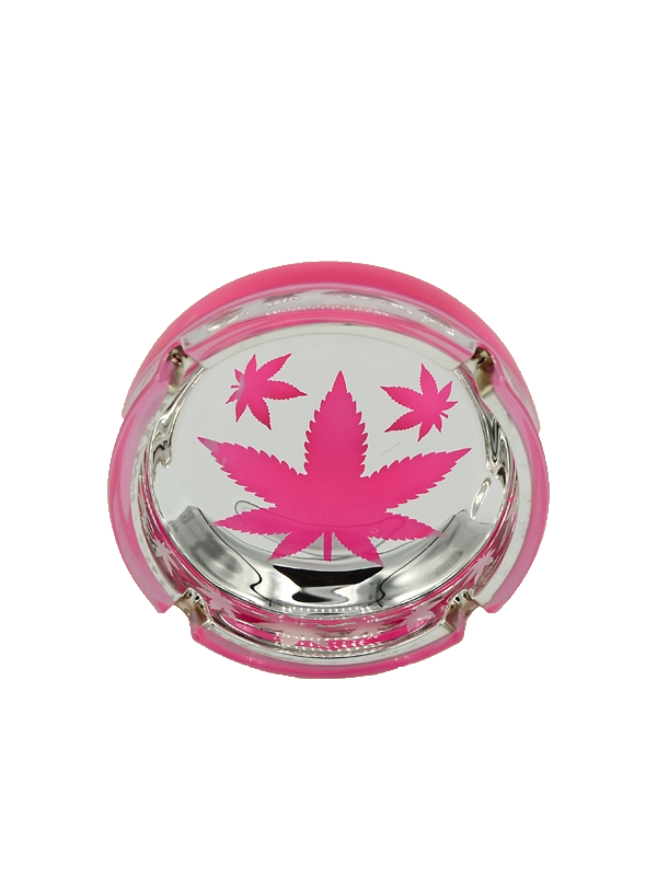 Pink Pot Leaf Glass Ashtray: Per Piece