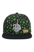 Middle Finger Up Skeleton Marijuana Snapback: BLACK / ONE SIZE