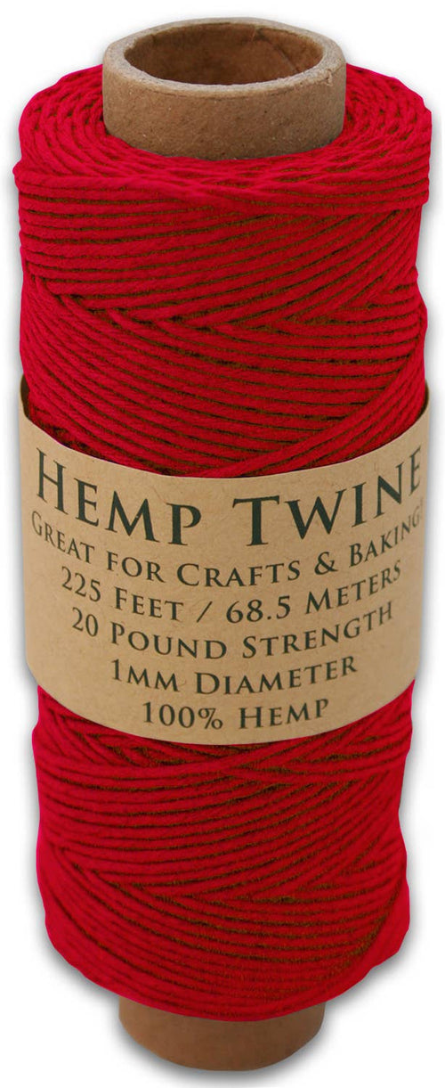 Hemptopia Hemp Twine spool, 225ft, 100% Natural: Red