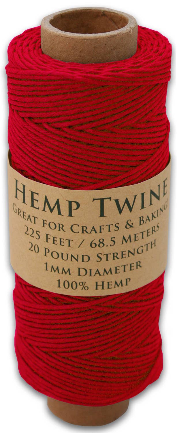 Hemptopia Hemp Twine spool, 225ft, 100% Natural: Red