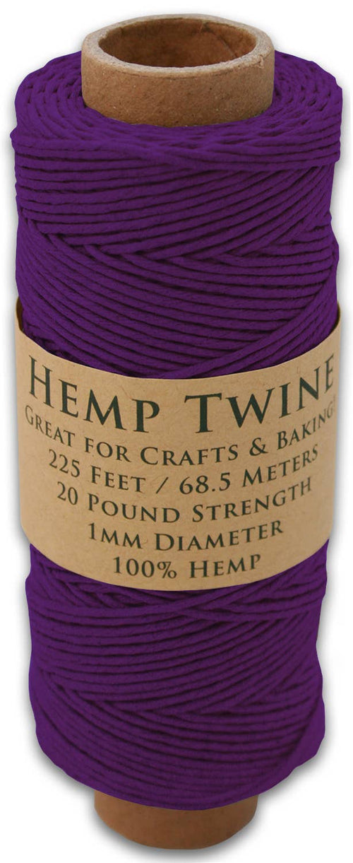 Hemptopia Hemp Twine spool, 225ft, 100% Natural: Purple