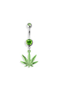 HEMP DANGLE 316L SURGICAL STEEL NAVEL RING: GOLD/CLEAR