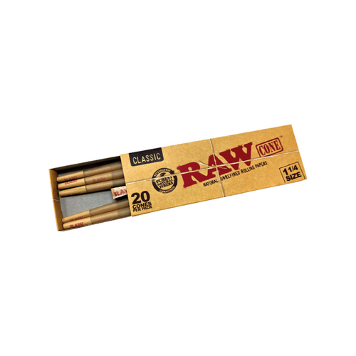 RAW Classic Pre-Rolled 1¼ Cones – 20 Pack