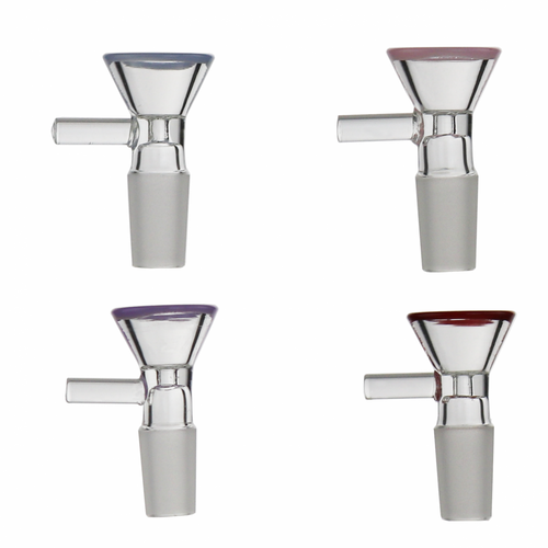 Slider Colored Rim 14mm Glass Cone Pieces with Handles