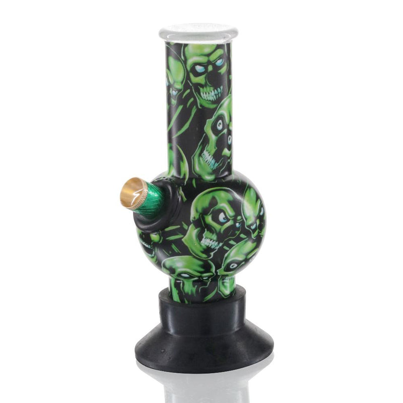 BW - Skull Pattern Glass 17cm Bubble Bong - Green