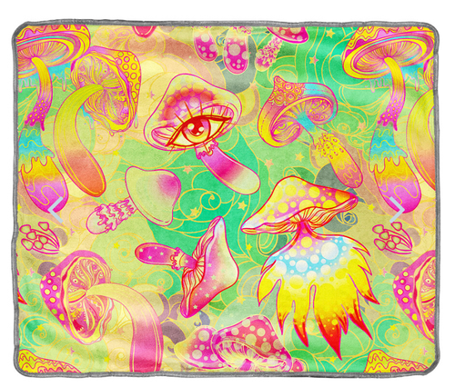 Blankets.    Pulsar Fleece Throw Blanket- Watchful Mushrooms 60”x50”