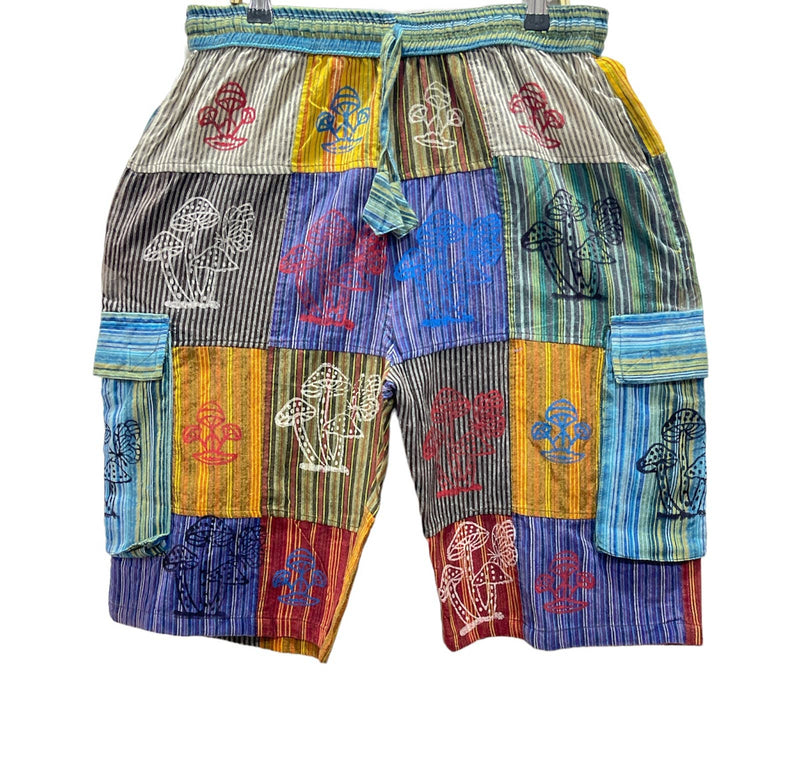 Cotton Patchwork Multi Mushroom Block Print Short  D402: S