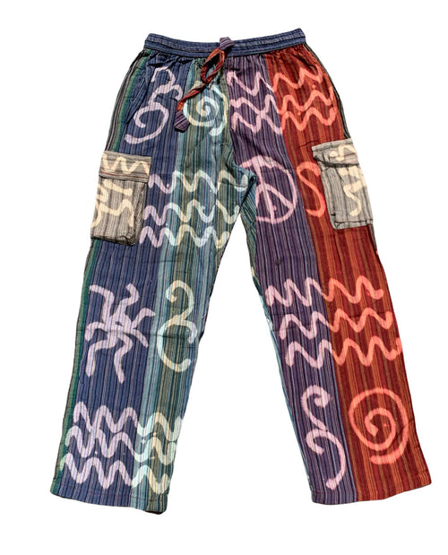 Cotton Patchwork Swirl Peace Pocket Yoga Trouser D192: XL