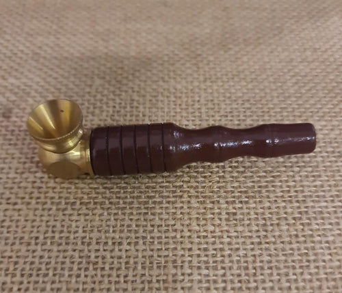 Wooden Brass Pipe - 10cm