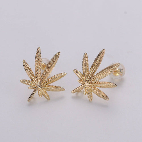 Gold Hemp Leaf Earrings