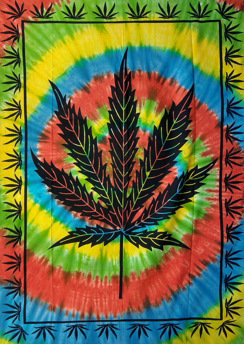 Queen Tie-Dye Hemp Leaf Tapestry (B328D)