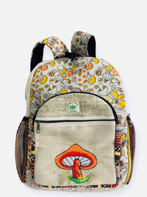 Cotton Hemp Multi Patchwork  King Mushroom Backpack