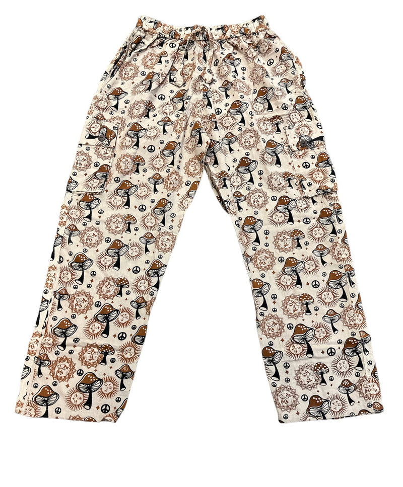 Cotton Multi Sun Moon Himalayan Mushroom Yoga Pant D427: Extra Large