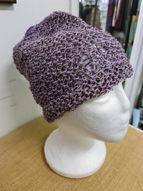 Beanie.      Hemp Beanie Crochet - Purps