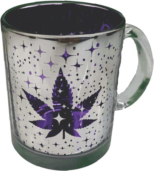 Metallic Silver Purple Leaf Galaxy Mug