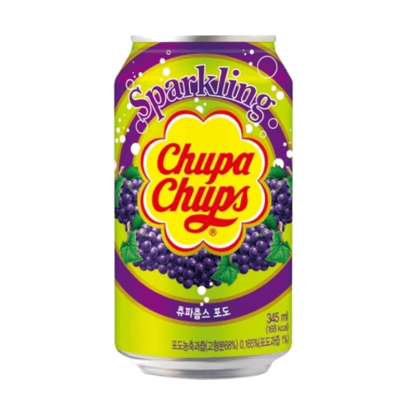Chupa Chups Sparkling Grape Flavoured Soft Drink Soda 345ml Can