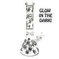 Glow In The Dark Leaf Glass Beaker Waterpipe – 35cm