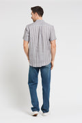 Men’s 100%Hemp Stripe Short Sleeve Shirt- Grey