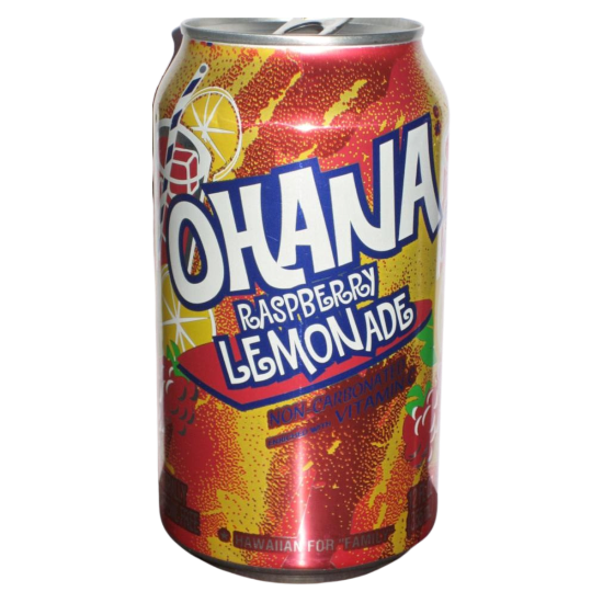 Ohana Raspberry Lemonade Flavoured Soft Drink Soda 355ml Can