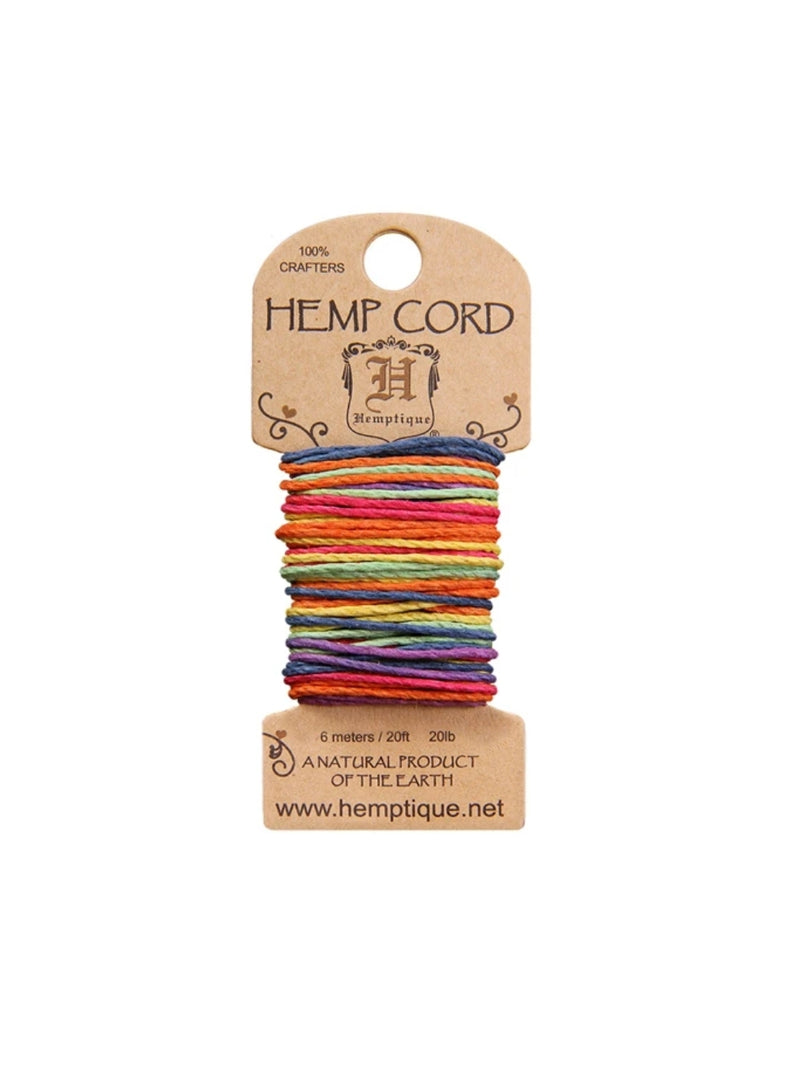Hemp Cord Mini Card Variegated #20 ⌀ 1mm - Rainbow 