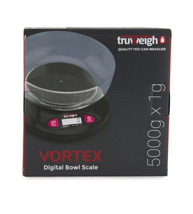 TRUWEIGH VORTEX DIGITAL BOWL SCALE - 5000G X 1G - BLACK
