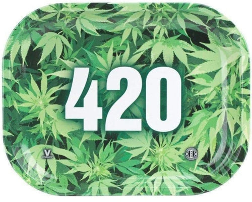 Rolling tray.  V SYNDICATE 420 LEAFY METAL  Small