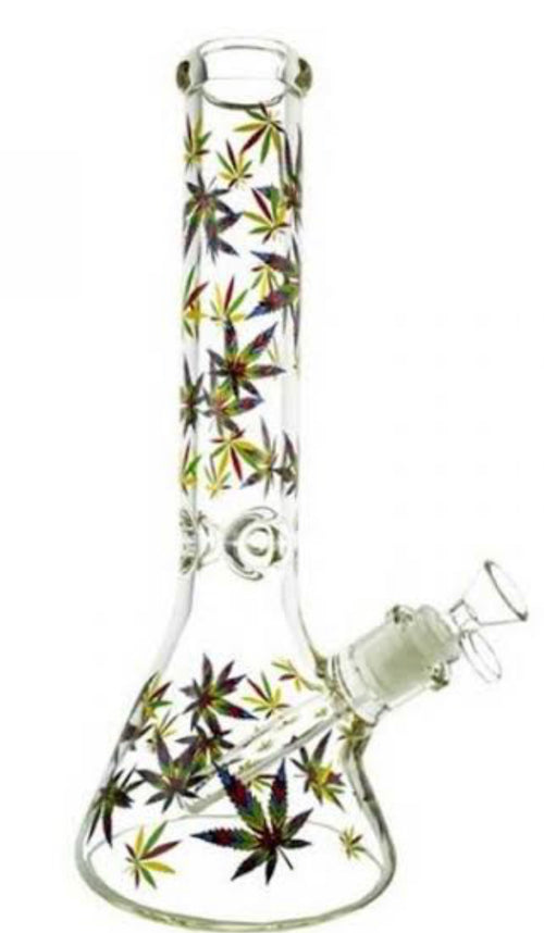 Multi-Colour Marijuana Leaf Glass Beaker 25cm DU-12682