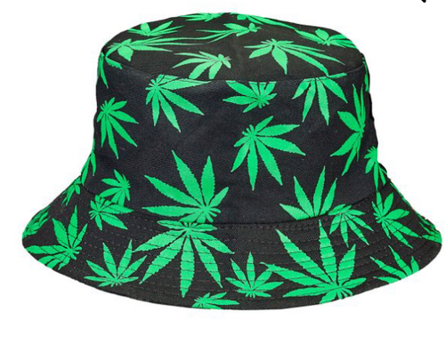 Hats.      Green Hemp Leaf Bucket