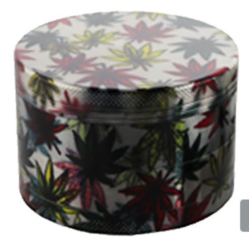 Multicoloured Marijuana Leaf 4 Piece Herb Grinder / Muller 60mm DU- 77083