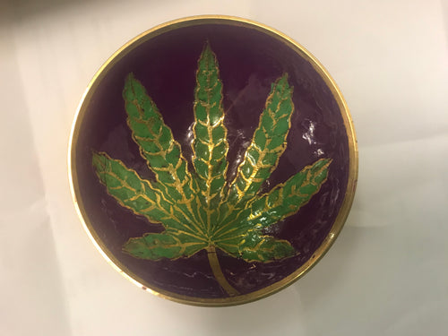 Brass Leaf Bowl - Small Purple 2352-S