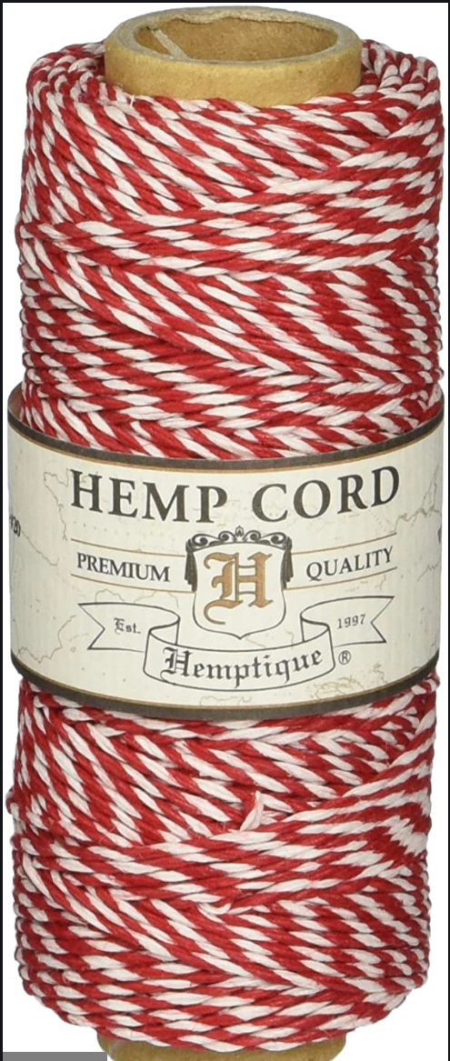 Hemp Cord 62.5 meters - Red And White
